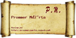 Prommer Márta névjegykártya